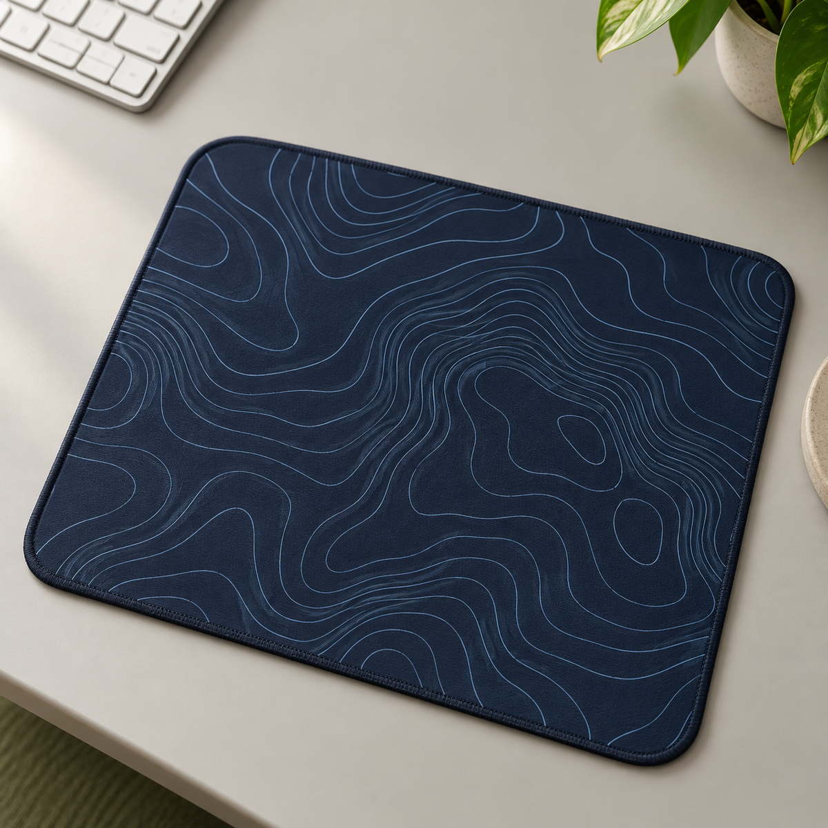 AI-generated concept illustration: Midnight Topography Mouse Pad