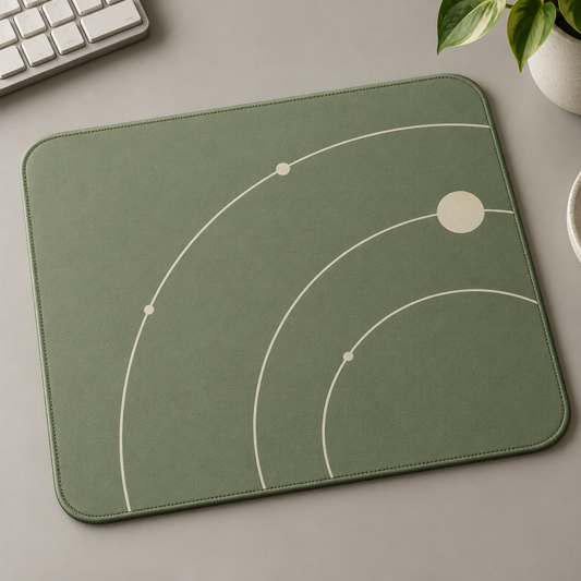 AI-generated concept illustration: Sage Orbit Mouse Pad